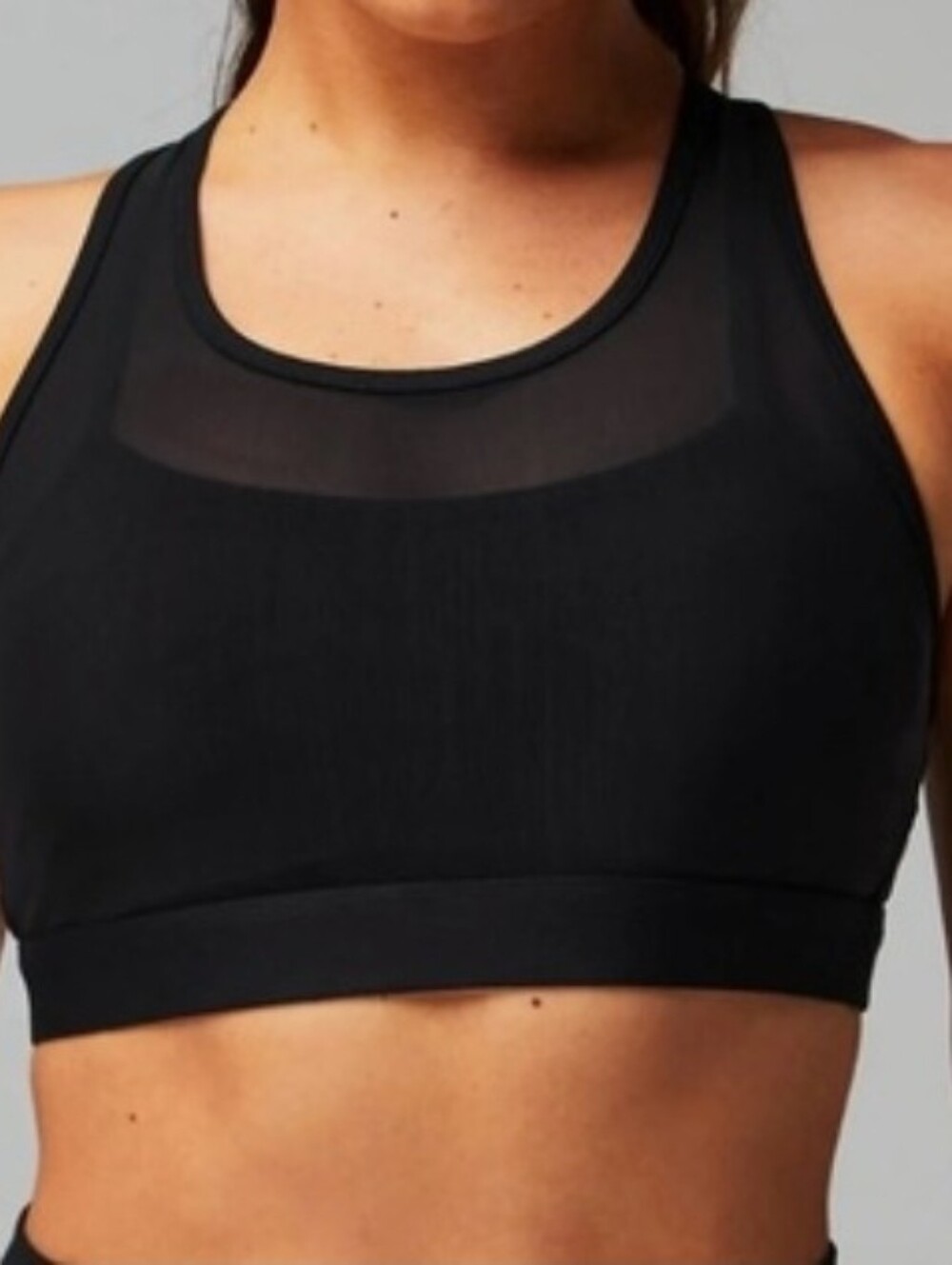 Fabletics Black Mesh-Inset Sports Bra